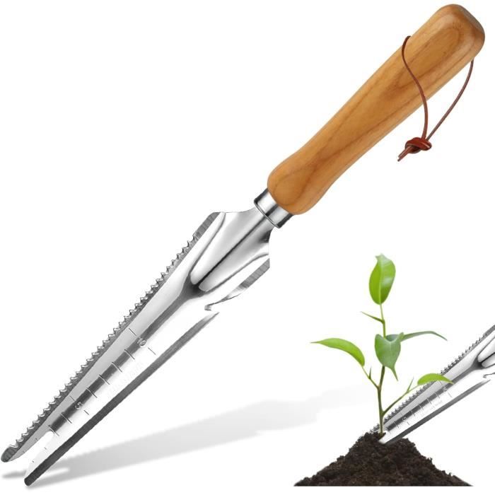 Désherbeur Manuel En Acier Inoxydable - Poignée Bois, Outil Jardin Ergonomique | HORREX