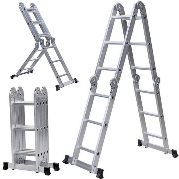 Échelle Pliante Télescopique Aluminium Multifonction - 3.6m - Articulée