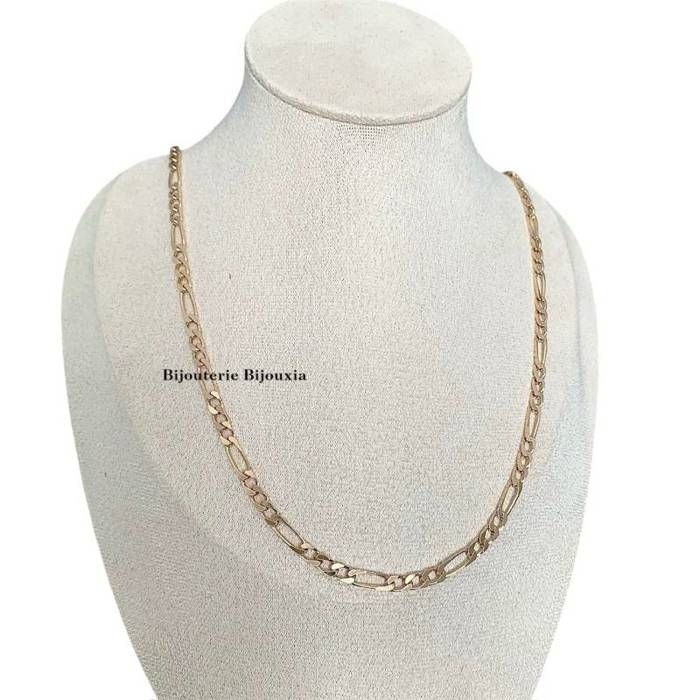 Chaîne Figaro Bijouxia 60 cm Plaqué or 18 Carats 4,5 mm