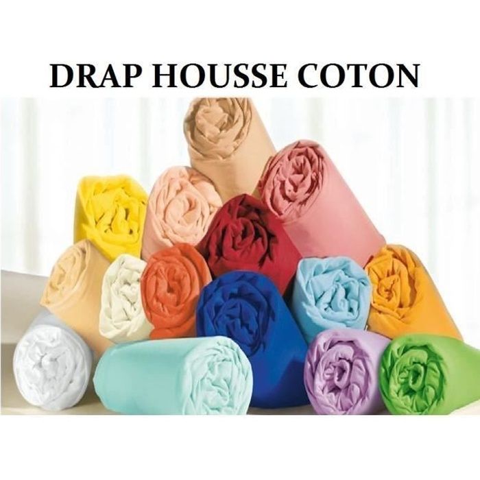 Drap housse - Naturel - 140x190 cm - 100% coton - Doux et confortable - Uni