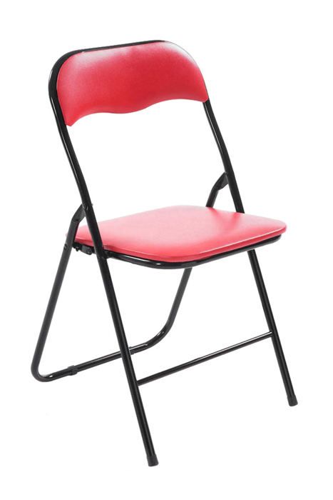 chaise de cuisine pliable rouge pied en metal noir