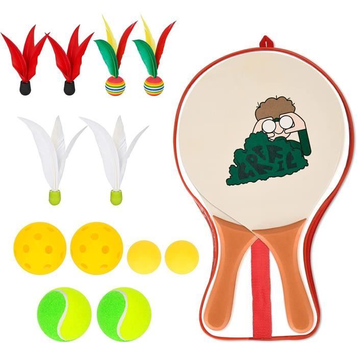 Kit Speedminton Fun – 2 Raquettes Alu 140 G, 2 Heli Speeder, 2 Recharges Lumineuses, Sans Filet, Pour Plage, Parc, Jardin, Nuit