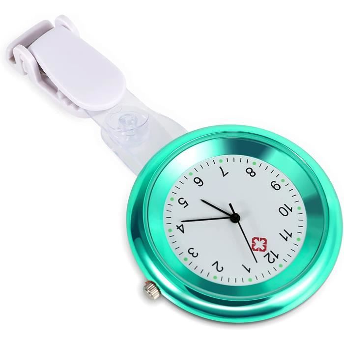 Montre de Poche avec épingle,Montre Infirmiere Clip Montre d’infirmière avec Broche en Silicone Montre Infirmiere a Pince,Bleu