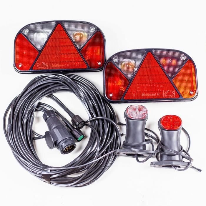 Kit éclairage remorque: feux arrières Multipoint II, feux gabarits courts Superpoint II + faisceau 7 m 13 broches