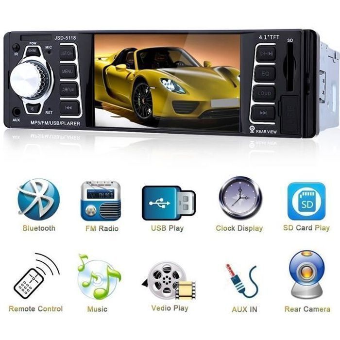 OUTLET Autoradio Bluetooth 4.1 HD lecteur MP3 MP4 MP5 avec entrée pour caméra de recul radio FM stéréo vidéo pour voiture Reconditionné -  reconditionné disponible sur Cdiscount Seconde Vie