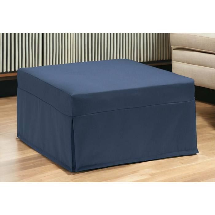 Dmora - Lit pliant Ancilla 80x80h45 cm Bleu Panneau effet bois et Polyester