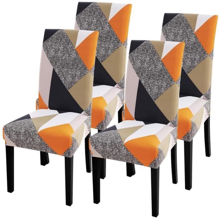 Housse de chaise - ZGEER - Housse de chaise dimpression élastique - Multicolore - Synthétique - Rectangulaire