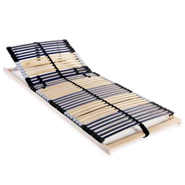 Chez JILL® Sommier à lattes pour lit avec 42 lattes 7 zones 90x200 cm FR1000