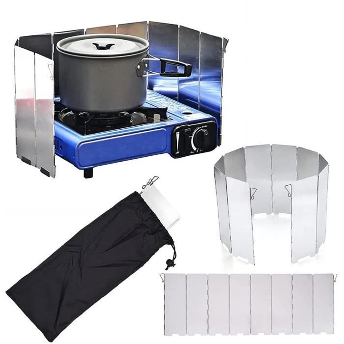 Parevent pliable pour réchaud de camping, réchaud à gaz, 8 plaques en aluminium, parevent pour