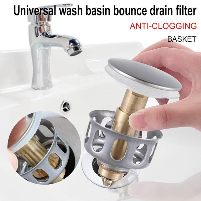 Bouchon D'Évier Universel Noir - Filtre Vidange En Inox - S'adapte Aux Trous De 2,8 à 3,8 Cm - Anti-fuites