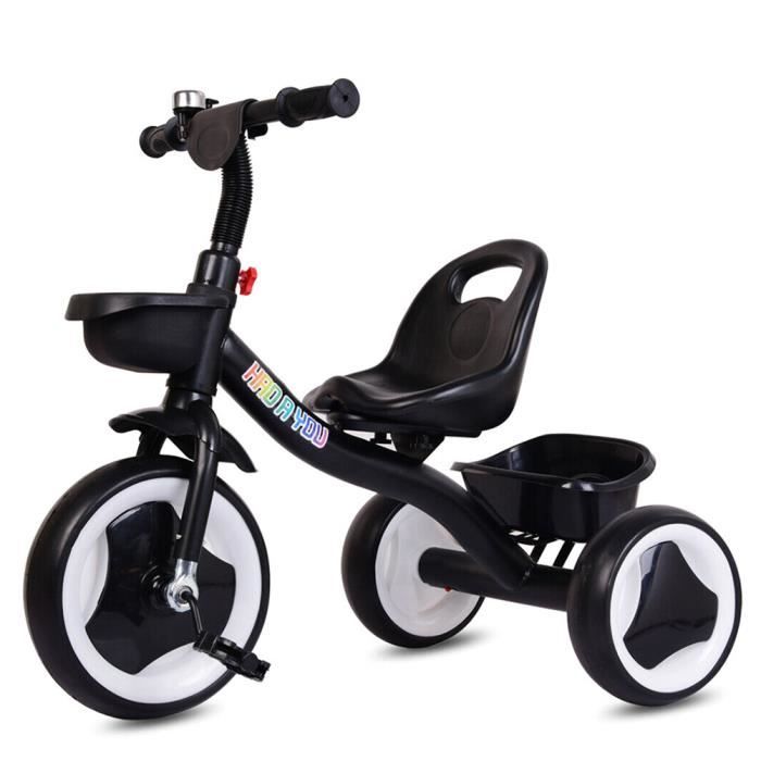 Triporteur Tricycle Draisienne Velo Pour Les Bebes Et Enfants De Plus De 18 Mois Noir Cdiscount Jeux Jouets