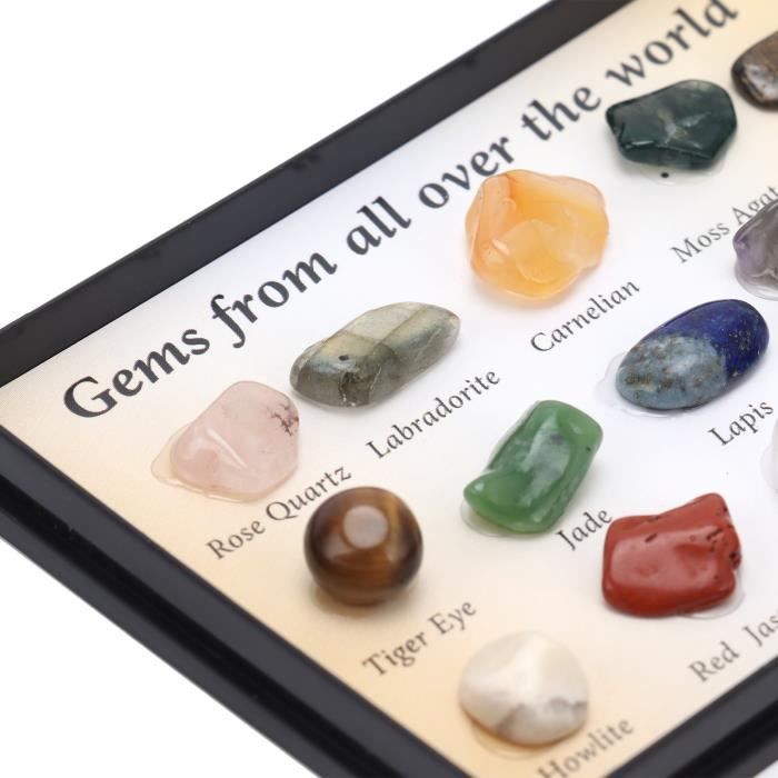 Cikonielf kit de pierres précieuses 15 types d'ornement de pierres précieuses en Décoration de méditation Feng Shui deco table