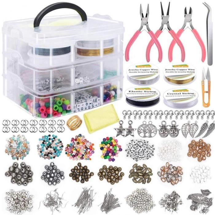 XUSHAN 2680Pcs kit Fabrication Bijoux,Kit de Réparation de Bijoux Includes Boucles Oreilles Bijoux Starter Kit d/'oreille Crochets Fournitures Anneaux pour la Prise de Bijoux