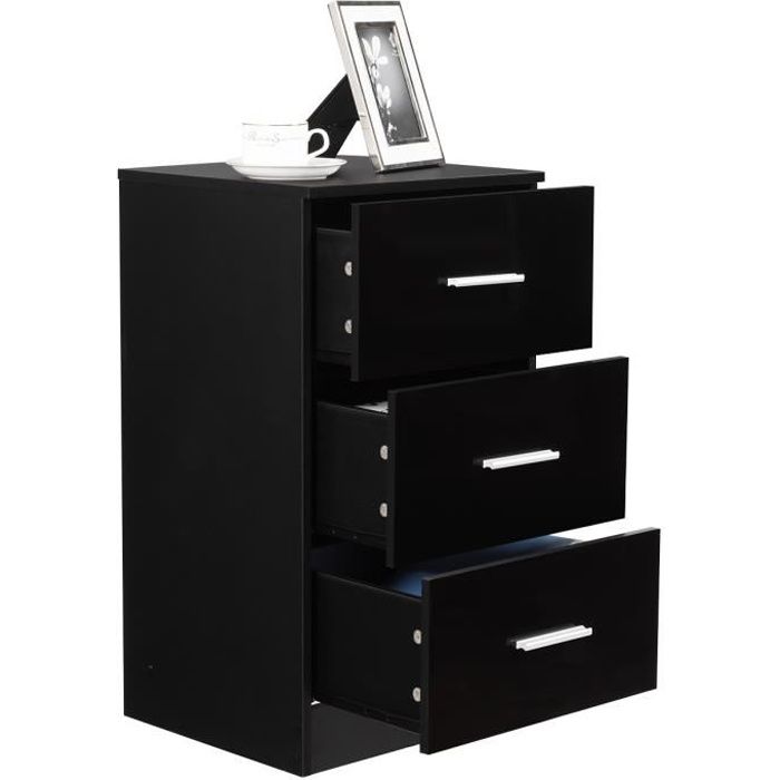DREAMADE Caisson de Bureau Armoire de Bureau avec 3 Tiroir Table de Chevet avec Poignée Pratique pour Salon Bureau