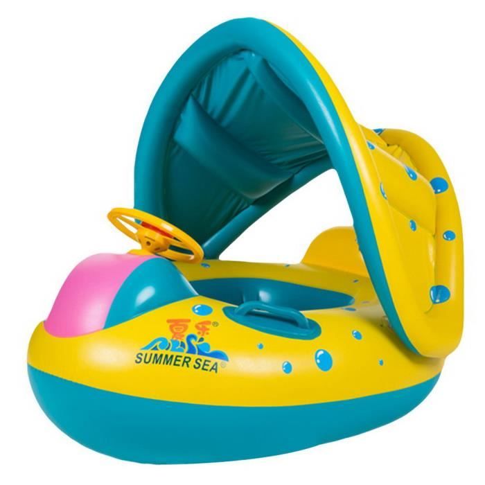 Eozy Bateau Gonflable Bebe Bouee Avec Pare Soleil Jeux De Piscine Ete Cdiscount Jeux Jouets