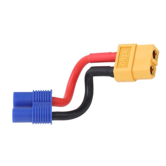 Câble Adaptateur XT60 Femelle Vers XT30 Mâle – 23,5 Cm, Fil Silicone 16 AWG, Pour RC, Drones, Bateaux
