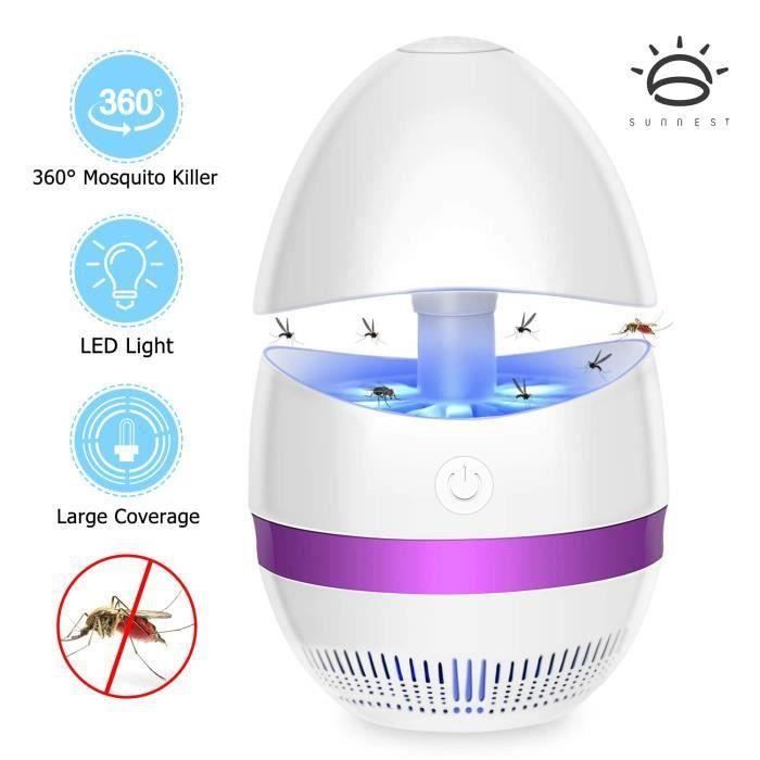 Tueur De Moustiques LED UV – Prise Secteur, Silence, Plateau Amovible, Blanc