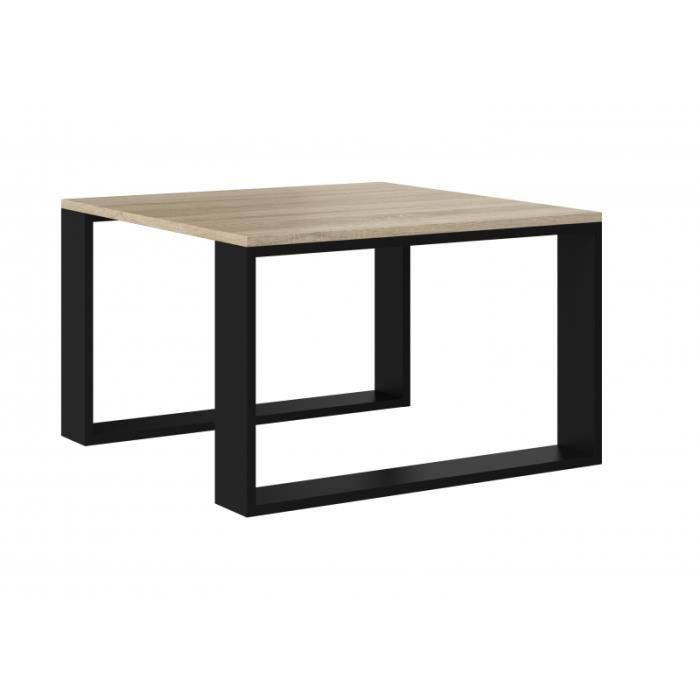 ALADA - Table basse carrée style industriel - 67x67x40 cm - Table basse en décor bois - Sonoma&Noir