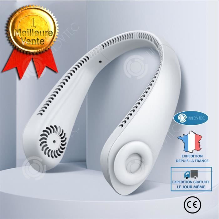 Ventilateur Portable Nuque Rechargeable Ventilateur Dencolure Refroidisseur dair àVent 3 Vitesses pour Camping Office JIMACRO Ventilateur Cou sans Feuilles Mini Ventilateur de Cou USB 