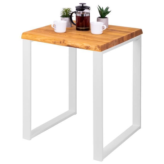 lamo manufaktur table de bar cuisine - table haute industrielle - table haute en bois - 60x60x76 cm - blanc - modern - foncé