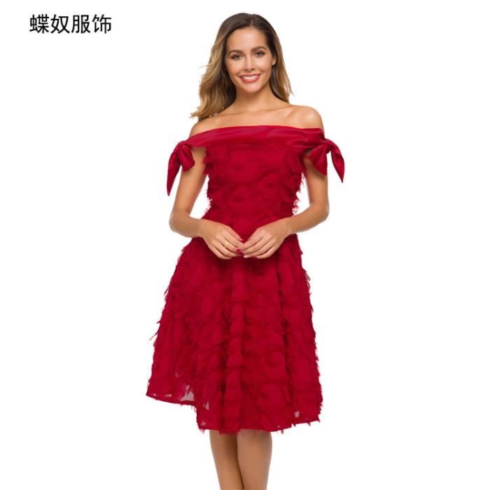 Robe Boheme Femme Dress avec Ceinture Longue Floral Decontractee Grande  Taille - rouge GOGUQ Rouge - Cdiscount Prêt-à-Porter