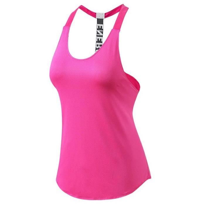 Débardeur de Sport Femme - ZEWOW - Top Yoga Stretch Sans Manches - Séchage Rapide - Rose