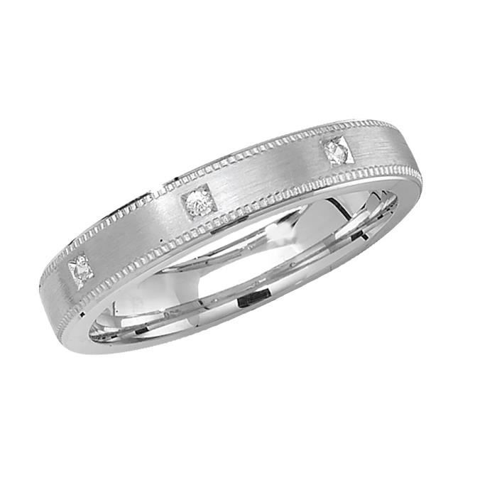 Alliance Homme-Femme 3mm Plat-Confort Argent fin 925 avec Oxyde de Zirconium 42402