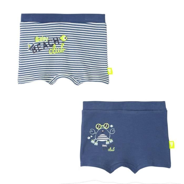 Lot De 2 Boxers Bebe Garcon Baby Beach Club Taille 24 Mois Bleu Cdiscount Pret A Porter