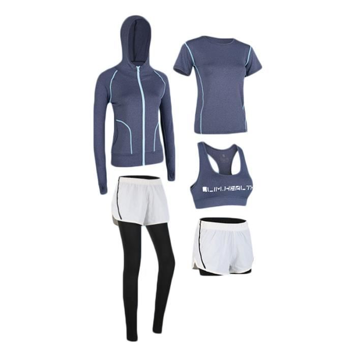 Ensemble de Vetement Sport Femme 5 Pieces Fitness Running