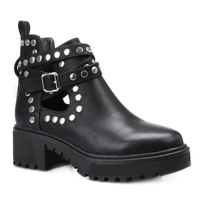 Bottines ajourées cuir outlet