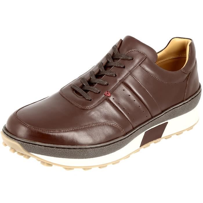 BELYM Baskets Homme - BELYM - Cuir Marron 613 - Confortable et Souple