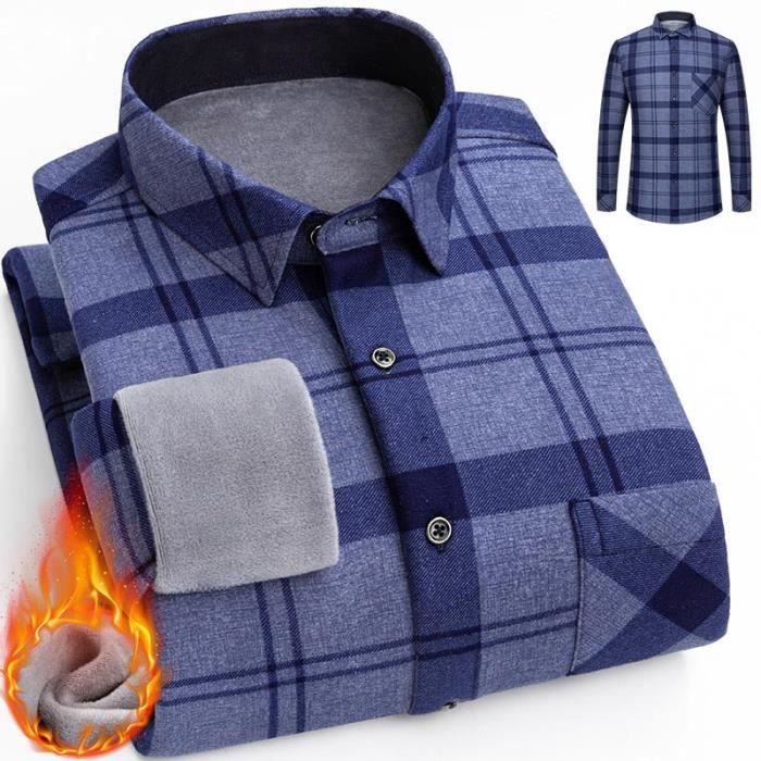 Chemise Flanelle à Carreaux Pour Homme - Style Bûcheron Vintage - Col Button-down, Coupe Regular Fit - 100% Coton Brossé