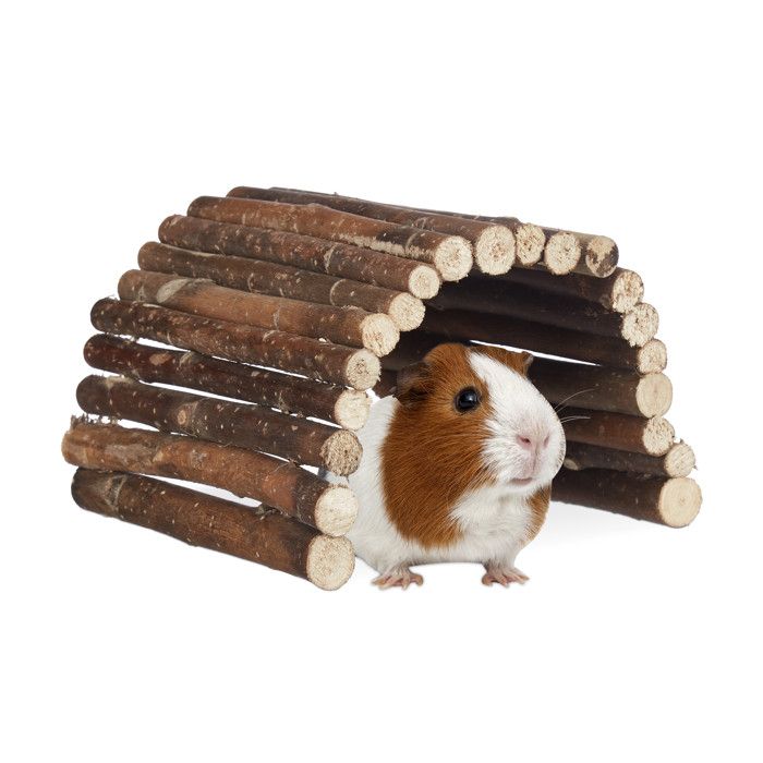Meilleurs prix pour Pont en bois rongeur, lot de 3, tunnel pour cage, hamsters, peut être plié, bois de chima, HLP 2x29x17cm, nature