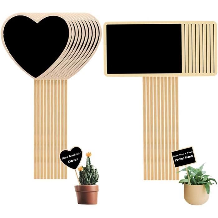 20 Étiquettes à Planter En Bois - Pancartes Ardoise Craie Pour Jardin Et Plantes