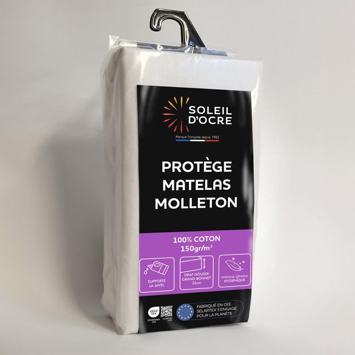Protège matelas en coton 180x200 cm MOLLETON par Soleil docre Protège matelas en coton 180x200 cm MOLLETON par Soleil docre