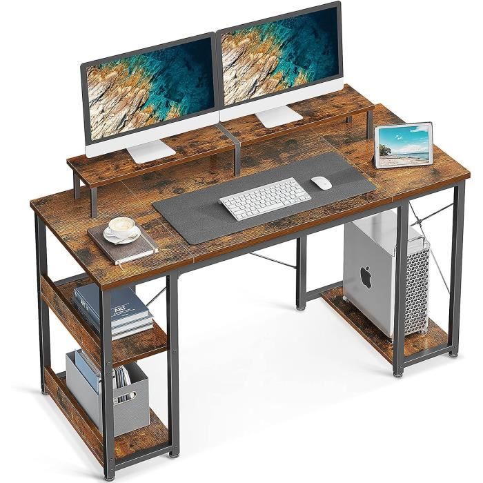ODK Bureau avec Étagère Réversible, Table d'ordinateur avec