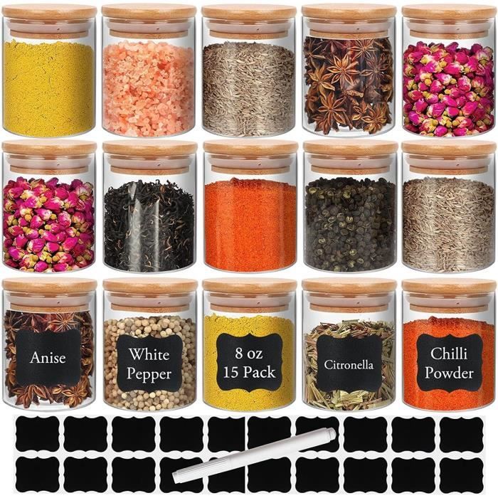 Lot De 2 Bocaux Hermétiques ULABLE 700ml - Verre Borosilicate Avec Couvercle Bambou Et Poignée Métal