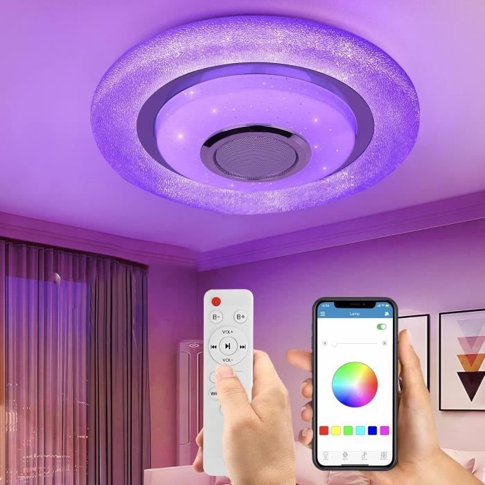 Ventilateur Plafond LED RGB Avec Bluetooth - Télécommande Et App - 50cm