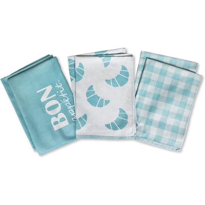 Lot De 6 Torchons De Cuisine Coton - Designs Assortis | Qualité Premium
