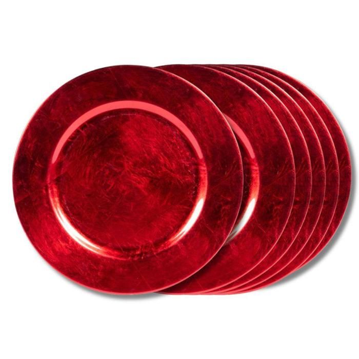 Assiette rouge paillette 33 cm (lot de 6) - Table Passion Assiette rouge paillette 33 cm (lot de 6) - Table Passion
