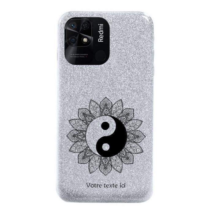 Coque RedMi 14C Paillettes Avec Miroir - Support Ours, Dragonne Cristal - Protection Anti-Chute - Doré