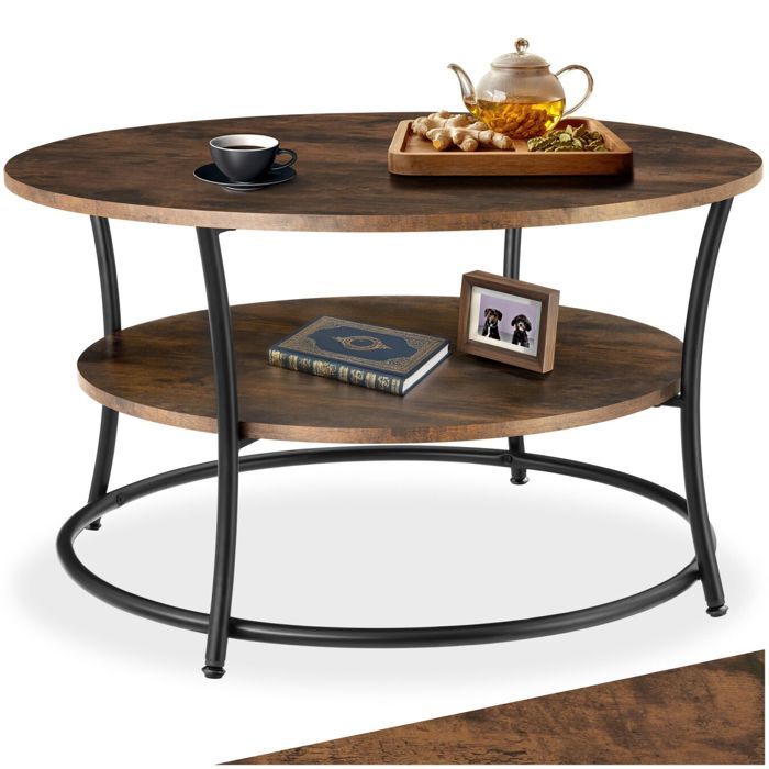 Table d'appoint Cromford 80x46cm - Bois fonc&eacute; industriel, rustique