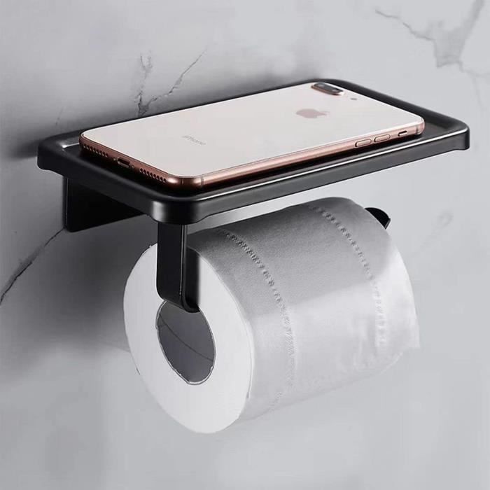 Porte-rouleau De Papier Toilette Avec étagère, Porte-rouleau De Papier Toilette Avec Etagere Porte Rouleau De Papier Toilette Sans Percage Porte Papier Toilette En Bambou En Acier Et Bambou 98839053
