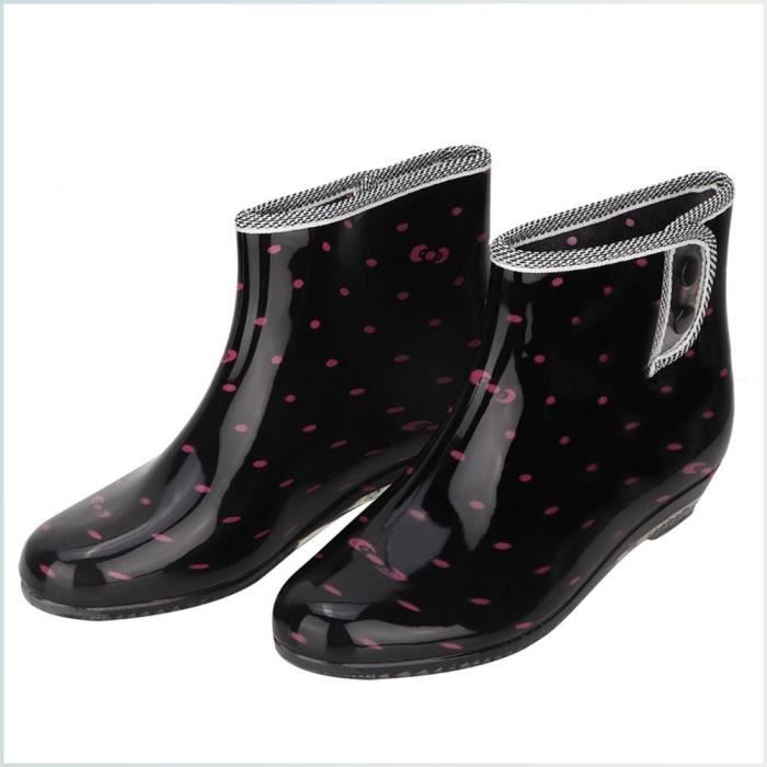 Comparer les prix de Bottes de Pluie Imperméables Antidérapantes pour Femmes - V GEBY - Taches noires + roses