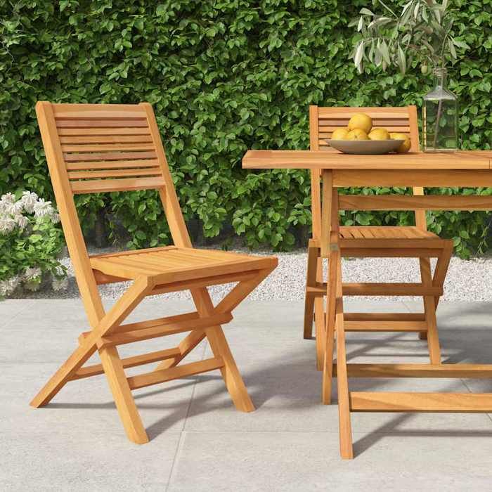 vidaXL Chaises de jardin pliantes 2 pcs 47x62x90 cm bois massif teck 362761 - vue 3