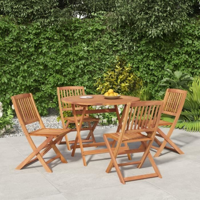 vidaXL Ensemble à manger 5 pcs Bois d'Acacia - vue 2