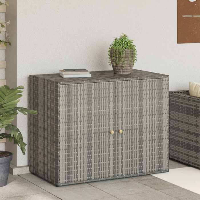 VidaXL Armoire de rangement jardin Gris 100x55,5x80 cm Résine tressée
