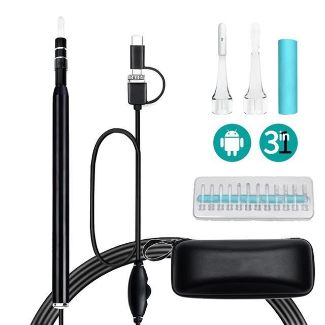 Outils nettoyeur oreilles,Full BlackOutil de nettoyage de cérumen