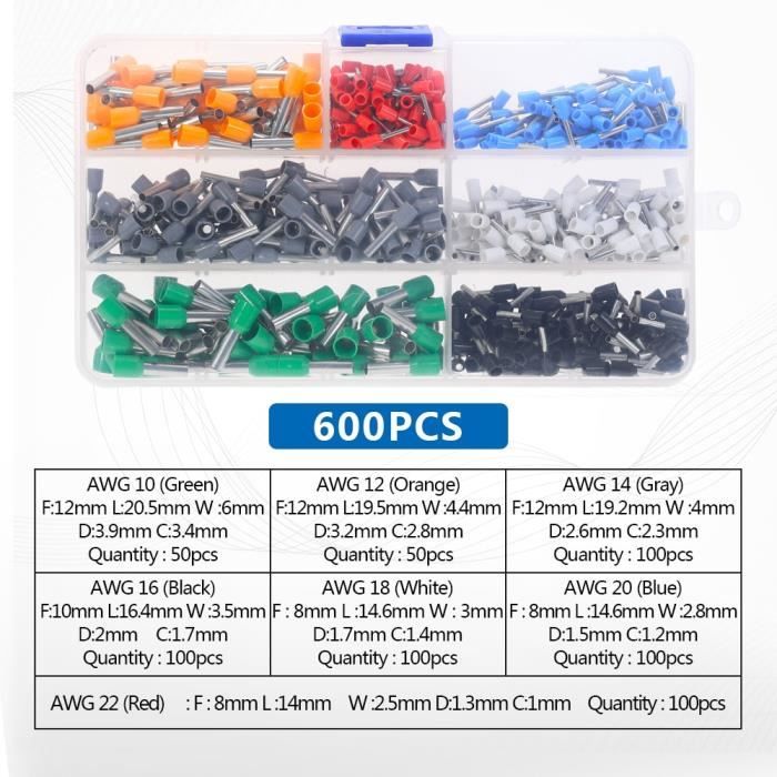 800 Connecteurs à Sertir Pour Fils Cuivre - Bornes Isolées AWG 22-10 - Lot économique