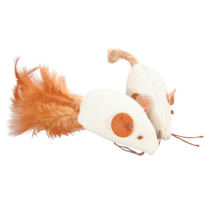 Jouet pour chat - ZOLUX - Souris en canvas - 5 cm - Multicolore - Tissu doux